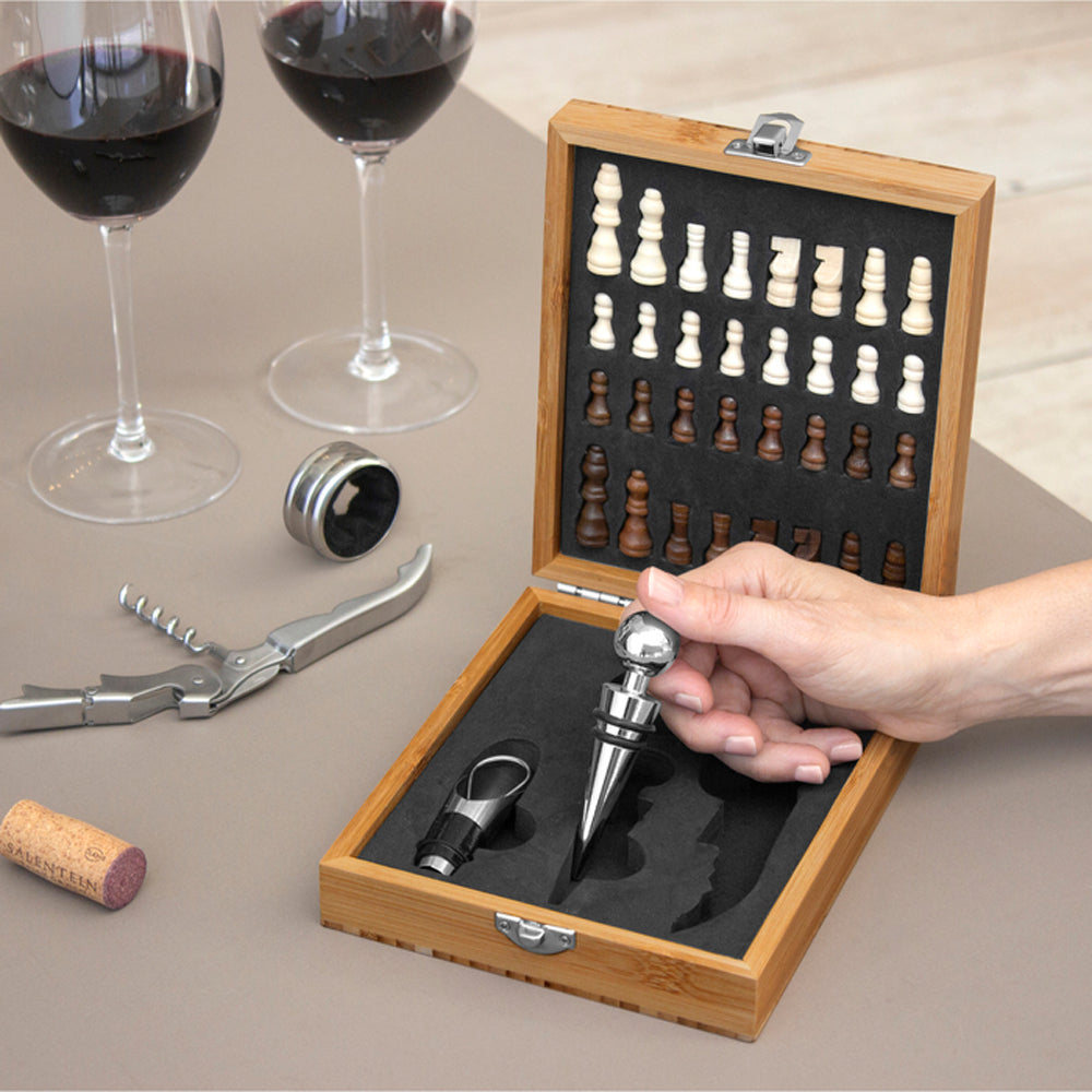 Set de vino con juego de ajedréz Chessy